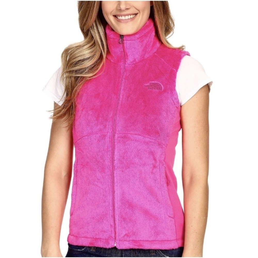 The North Face Womens Pink Osito High Pile Fleece Full Zip Vest Small